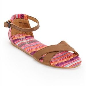 Toms Correa Stripes Mix & Leather Womens Sandals